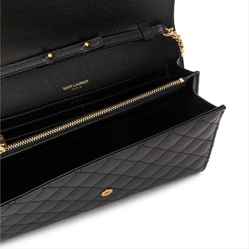 SAINT LAURENT Envelope monogram quilted leather wallet on chain shoulder bag - Picture 4 of 6